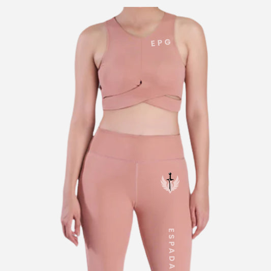 Baby Pink Twist Sports Bra & High Waisted Leggings