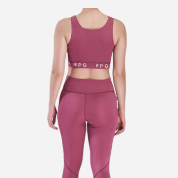 Plum Red Zipper Sports Bra & Stride Leggings